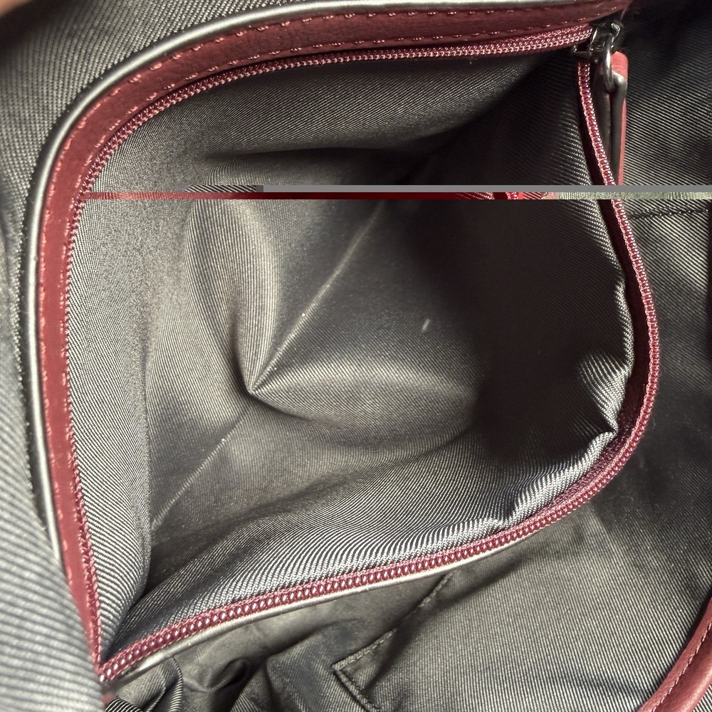 Simply Vera Vera Wang Purse Double Strap Zip Close Shoulder Bag Maroon Tote - Picture 9 of 15
